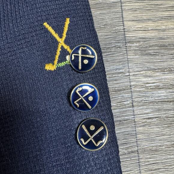 JC Penney Navy Blazer with Embroidered Crossed Golf Clubs Sport Coat RARE 40R - Picture 6 of 15